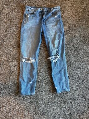 American Eagle Outfitters Light Blue Distressed Mom Jeans